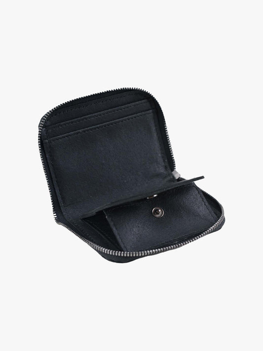 Zippered Wallet M Recycled Leather Black